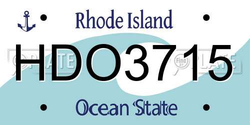 HDO3715 Rhode Island License Plate