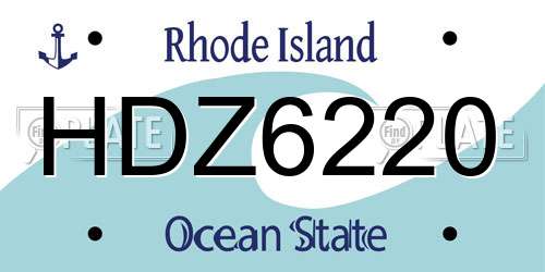 HDZ6220 Rhode Island License Plate
