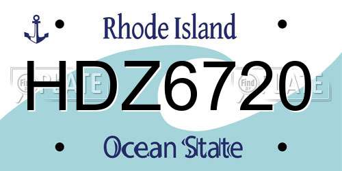 HDZ6720 Rhode Island License Plate