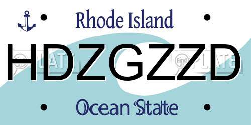 HDZGZZD Rhode Island License Plate