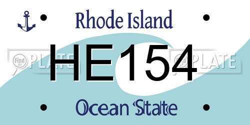 HE154 Rhode Island License Plate