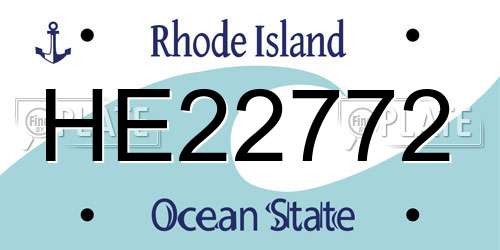 HE22772 Rhode Island License Plate
