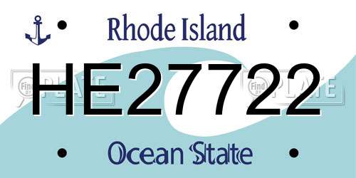 HE27722 Rhode Island License Plate