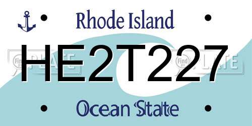 HE2T227 Rhode Island License Plate
