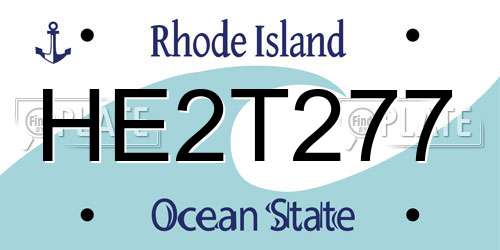 HE2T277 Rhode Island License Plate