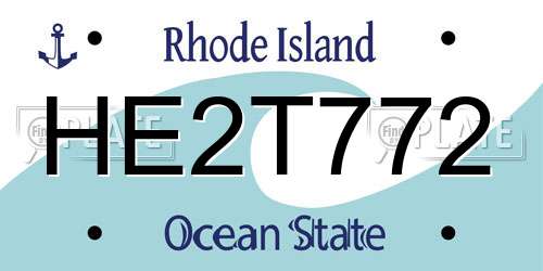 HE2T772 Rhode Island License Plate