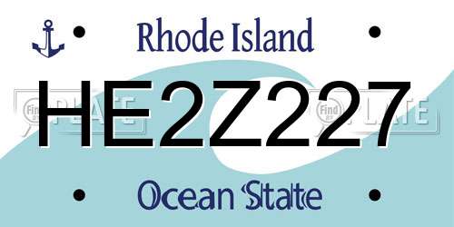 HE2Z227 Rhode Island License Plate