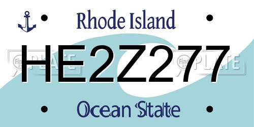 HE2Z277 Rhode Island License Plate
