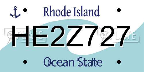 HE2Z727 Rhode Island License Plate