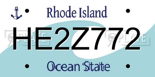 HE2Z772 Rhode Island License Plate