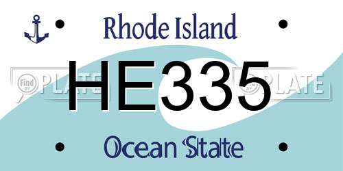 HE335 Rhode Island License Plate