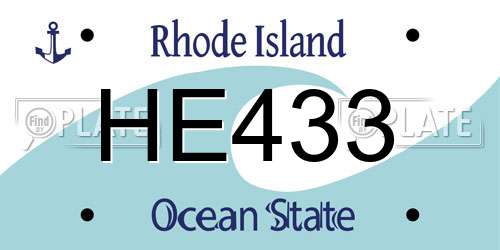 HE433 Rhode Island License Plate