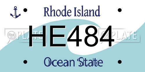 HE484 Rhode Island License Plate