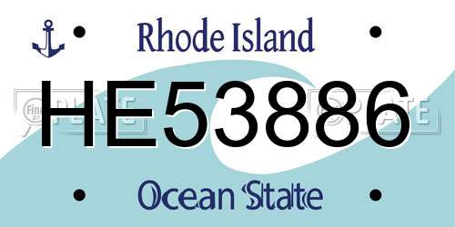 HE53886 Rhode Island License Plate