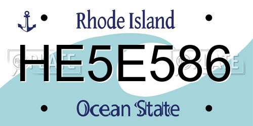 HE5E586 Rhode Island License Plate