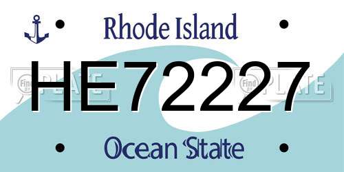 HE72227 Rhode Island License Plate