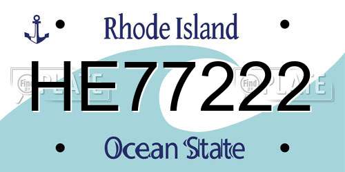 HE77222 Rhode Island License Plate