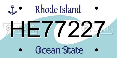 HE77227 Rhode Island License Plate