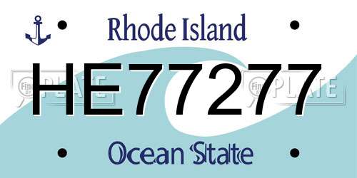 HE77277 Rhode Island License Plate