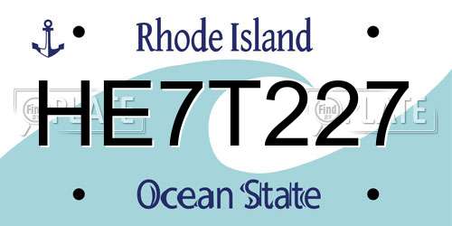 HE7T227 Rhode Island License Plate
