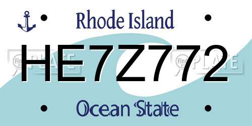 HE7Z772 Rhode Island License Plate