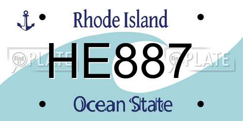 HE887 Rhode Island License Plate