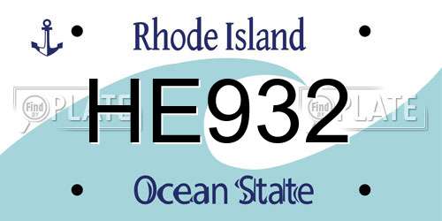 HE932 Rhode Island License Plate