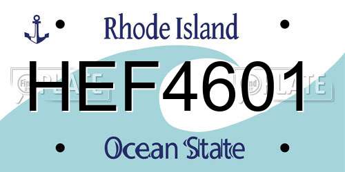 HEF4601 Rhode Island License Plate