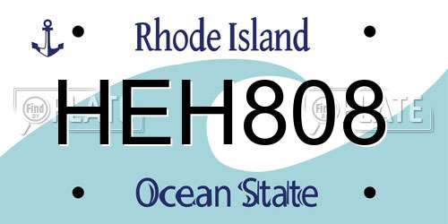 HEH808 Rhode Island License Plate