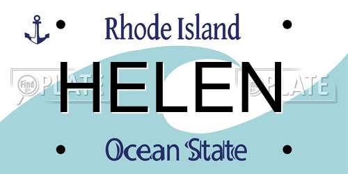 HELEN Rhode Island License Plate