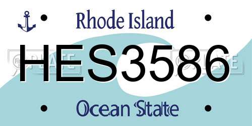 HES3586 Rhode Island License Plate