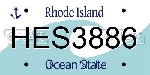 HES3886 Rhode Island License Plate