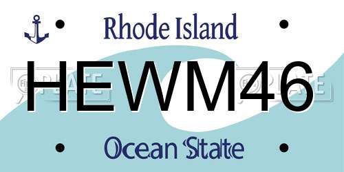 HEWM46 Rhode Island License Plate