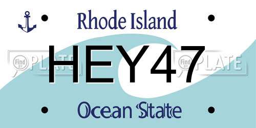 HEY47 Rhode Island License Plate