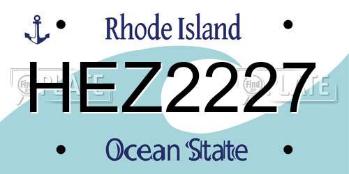 HEZ2227 Rhode Island License Plate