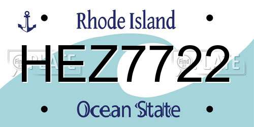HEZ7722 Rhode Island License Plate