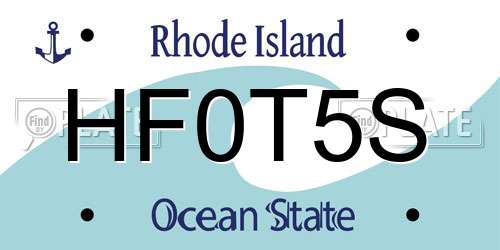 HF0T5S Rhode Island License Plate