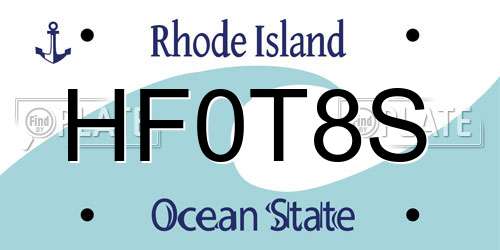 HF0T8S Rhode Island License Plate