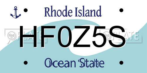 HF0Z5S Rhode Island License Plate
