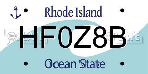 HF0Z8B Rhode Island License Plate
