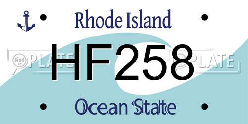 HF258 Rhode Island License Plate