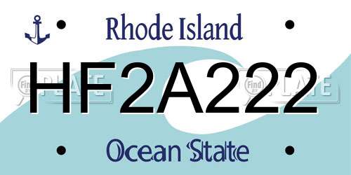 HF2A222 Rhode Island License Plate