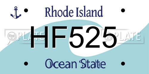 HF525 Rhode Island License Plate