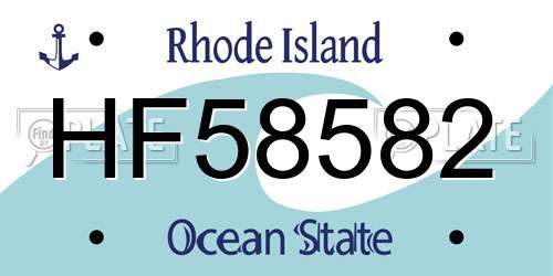 HF58582 Rhode Island License Plate