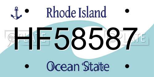 HF58587 Rhode Island License Plate