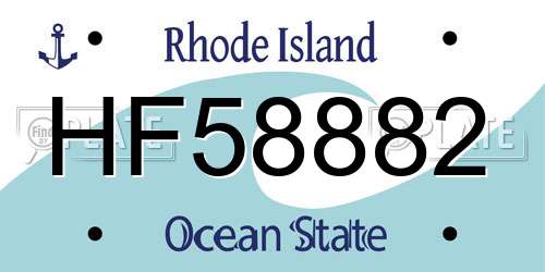 HF58882 Rhode Island License Plate