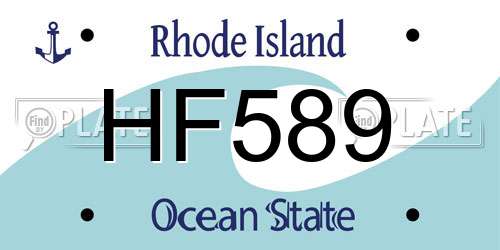 HF589 Rhode Island License Plate