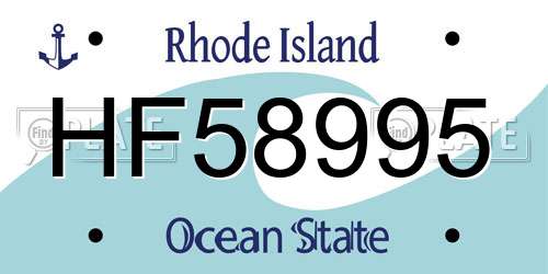 HF58995 Rhode Island License Plate