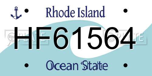 HF61564 Rhode Island License Plate