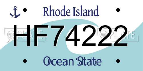 HF74222 Rhode Island License Plate